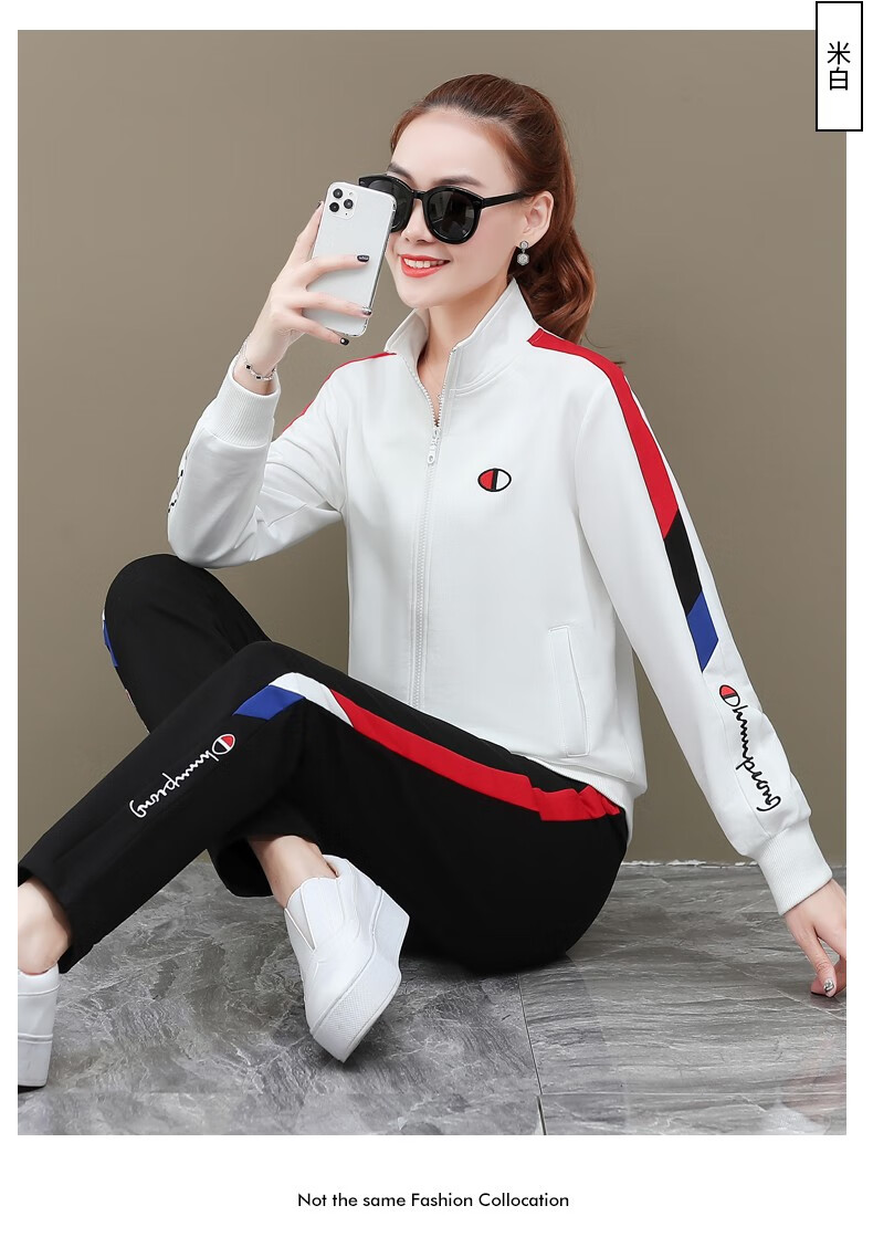 品牌女装时尚立领运动服套装女2020年秋季新款韩版宽松跑步休闲两件套