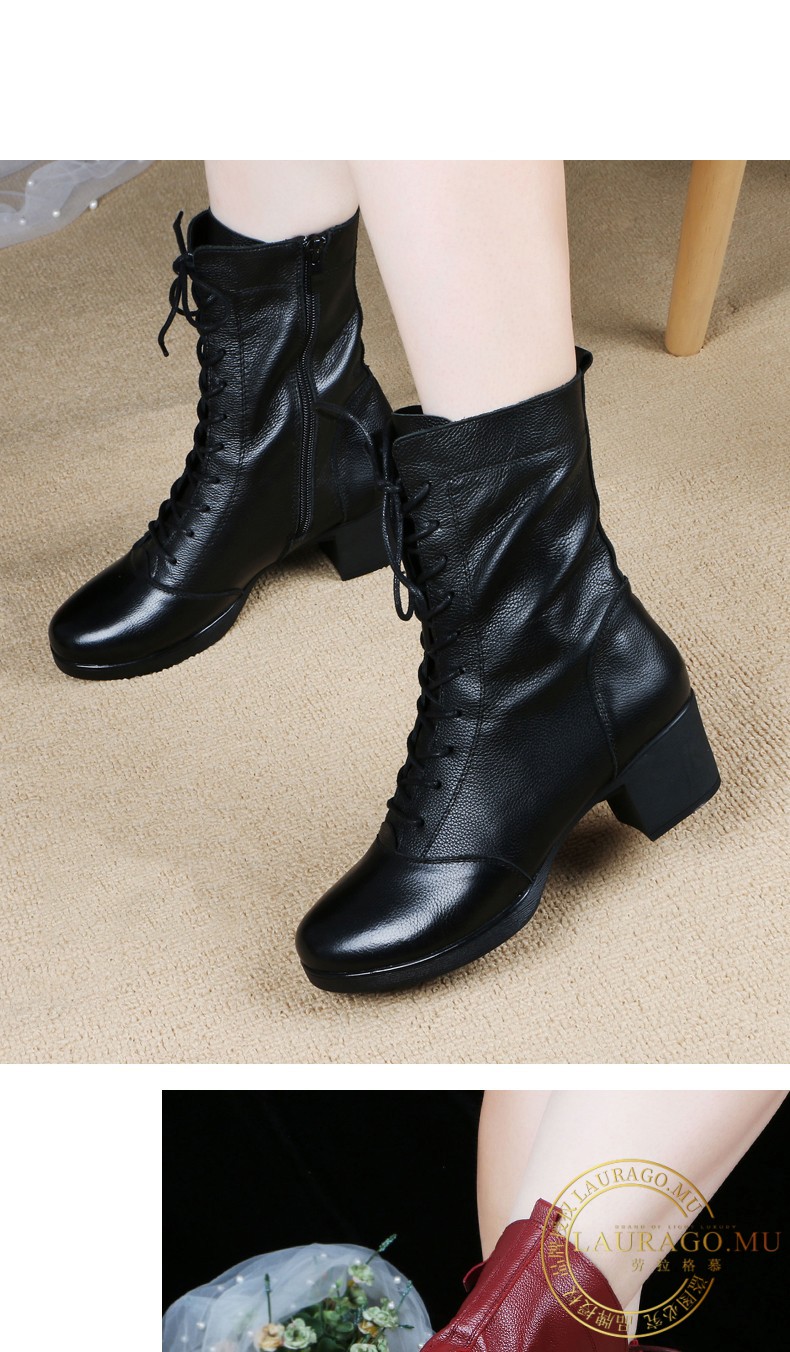 lauragomu品牌舞蹈鞋女秋季成人广场舞鞋中跟水兵舞靴软底真皮跳舞鞋