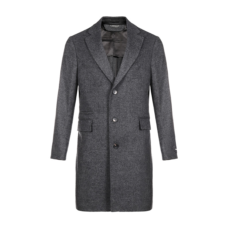 男装杰尼亚 z zegna 男士羊毛中长款大衣外套 889710 4dg2g0 杂灰色