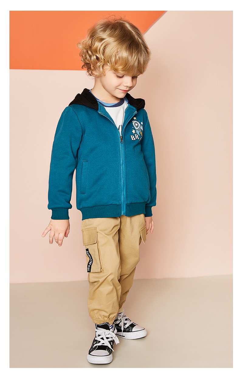 真维斯jeanswest童装男童加绒外套小童宝宝加厚上衣儿童冬装勇敢小