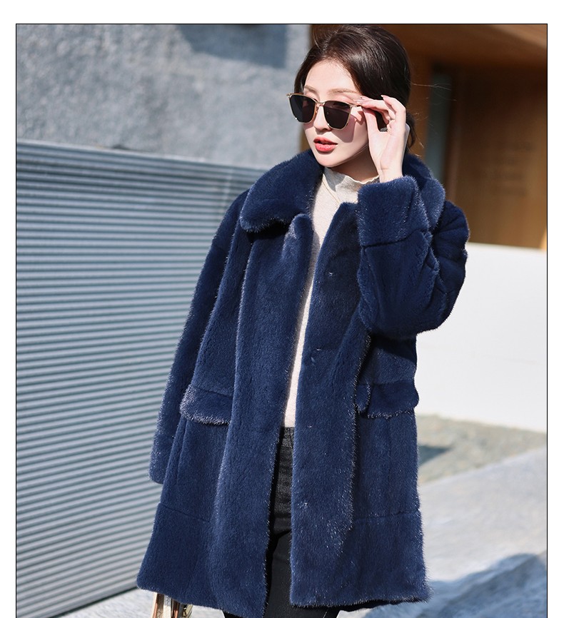 欧迪鸟(odybird)品牌女装貂皮大衣女中长款2020冬季新品整貂裘皮进口