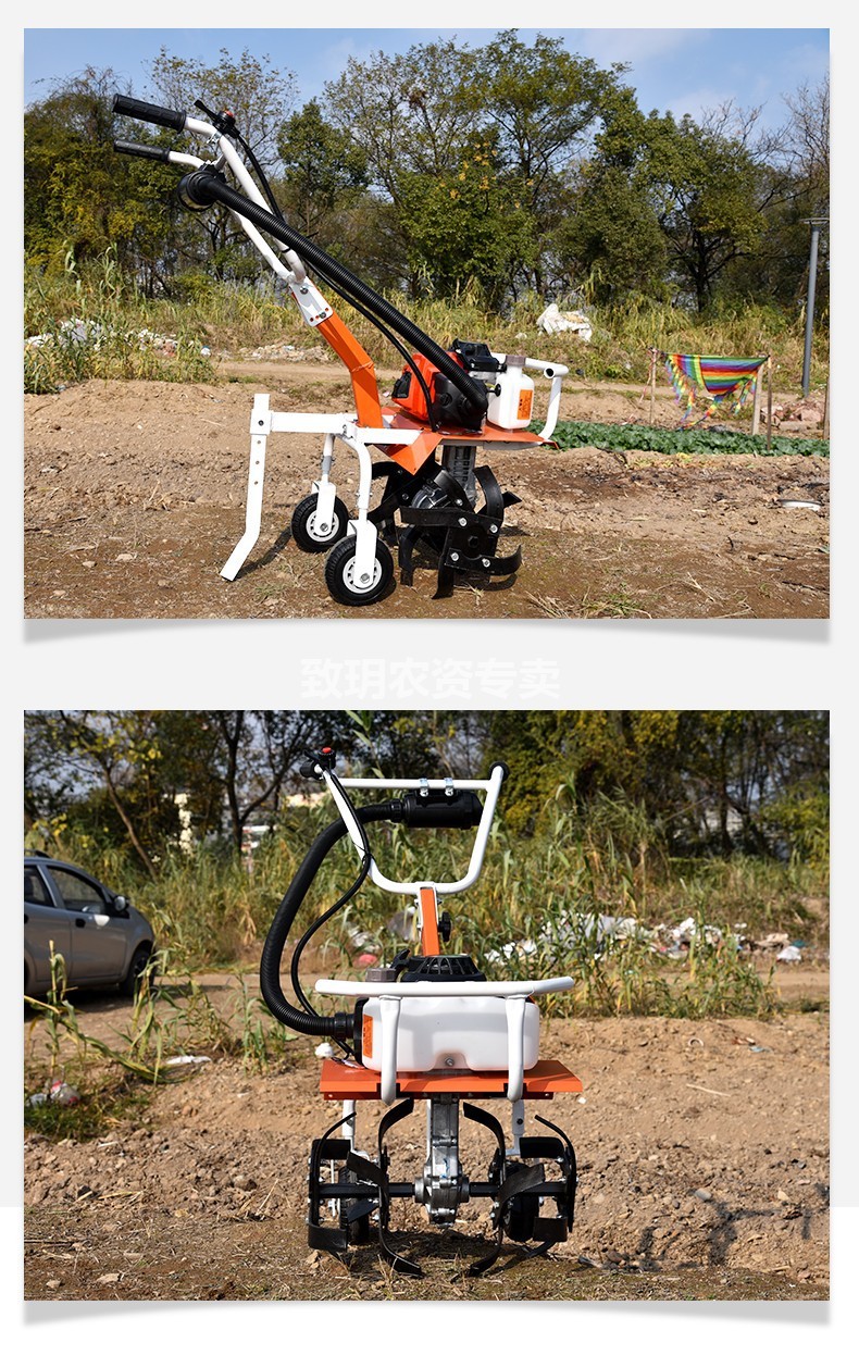 小型微耕开耕机多功能松土除草农耕家用耕地旋耕犁地机果园锄草开沟朴