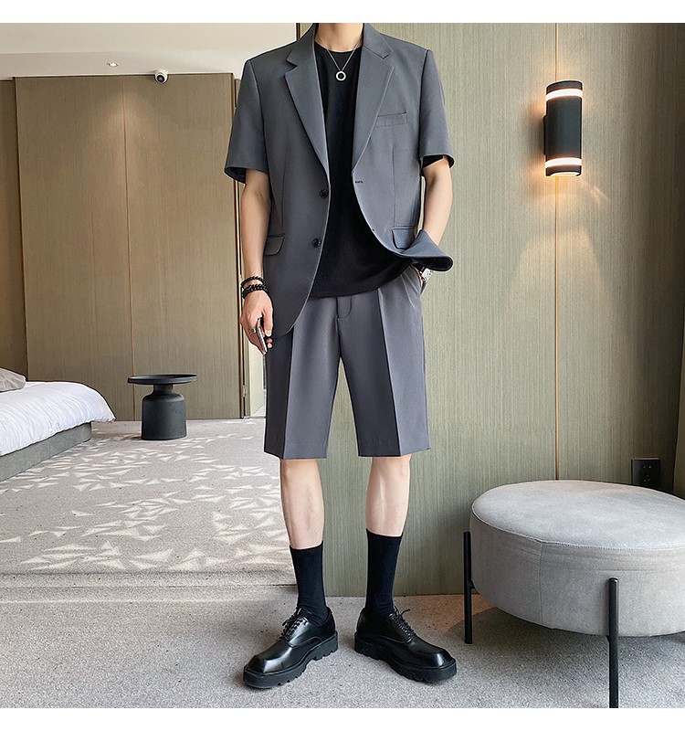 短裤男宽松休闲阔腿五分裤男士五分裤西裤夏季新款青年打底中裤西装