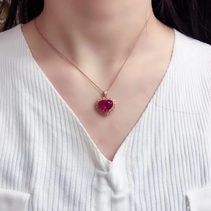 俊辰珠宝天然巴西卢比来项链女18k重金镶嵌晶体干净火彩南非真钻石