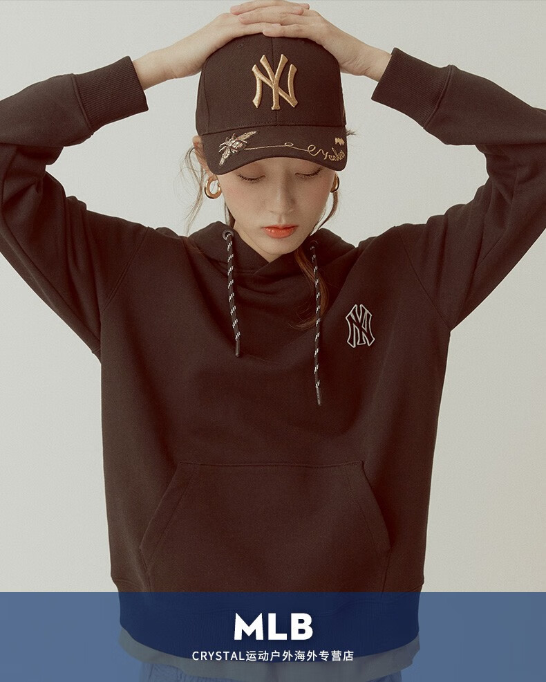 mlb韩国男女卫衣ny洋基道奇红袜队连帽la情侣袋鼠口袋宽松版卫衣21年