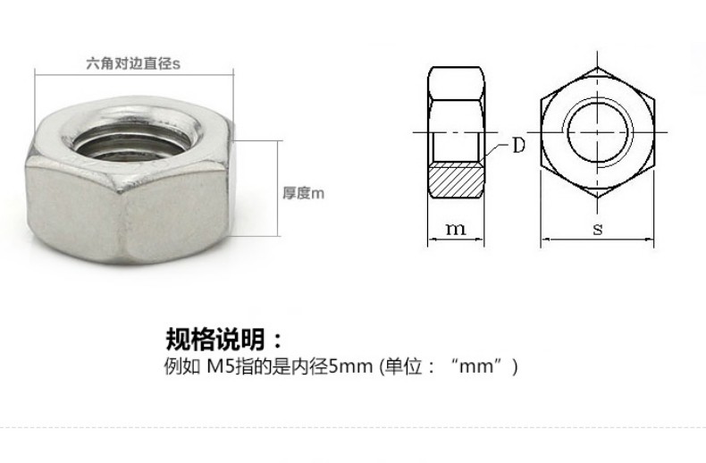 304不锈钢细牙六角螺母 201螺帽 m8m10m12m14m20*1.0 1.25 1.52.