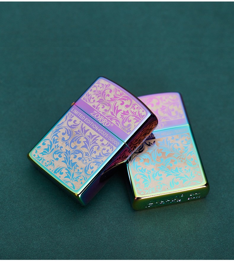 zorro佐罗新款煤油打火机防风幻彩唐草标志黑冰蓝冰光面复古老式机