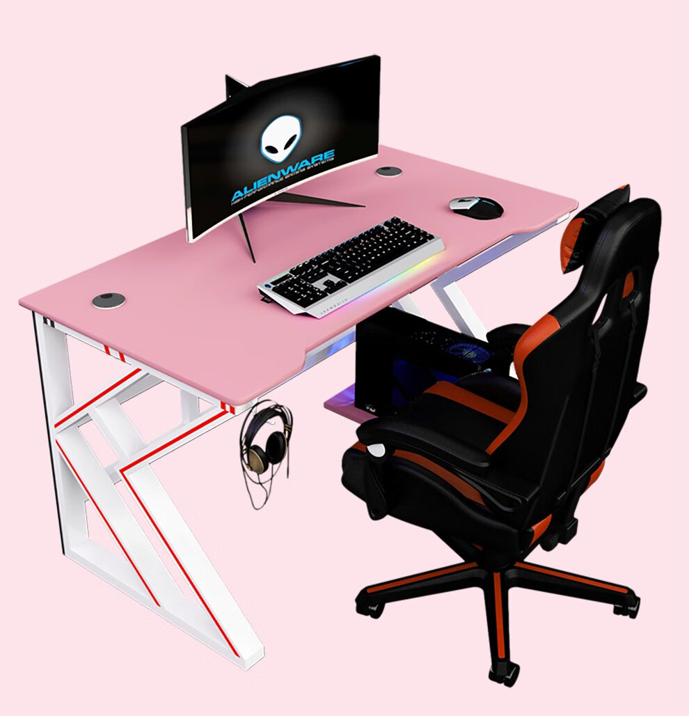 梵友fanyou粉色电竞桌电脑桌台式家用游戏桌子可爱粉直播桌椅套装少女