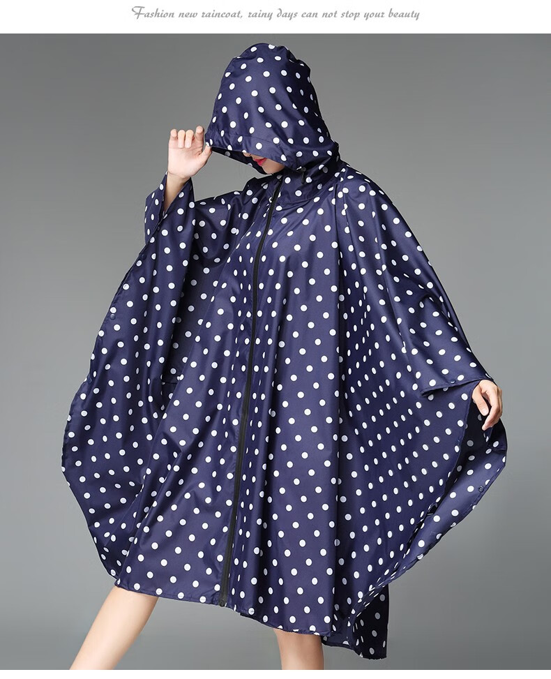 freesmily圆点斗篷雨衣学生女男长款户外走路骑行漂流大码玩水服防
