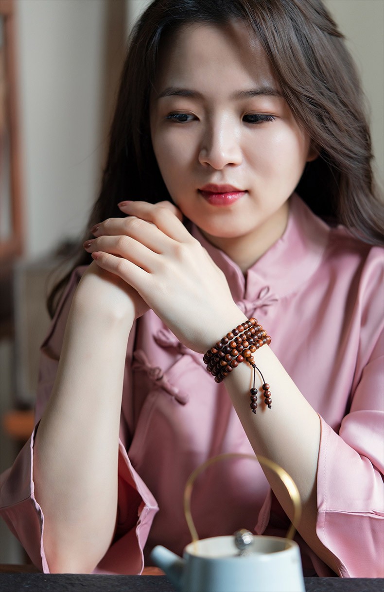 leevenston海南黄花梨木手串男20海黄虎皮纹糠梨老料108颗文玩佛珠