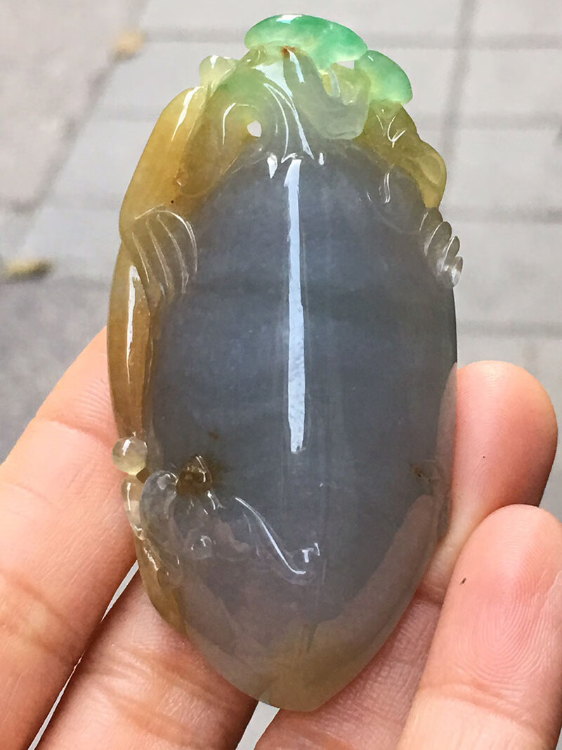 源头翡翠 翡翠三彩色福瓜吊坠缅甸天然翡翠玉石挂件珠宝首饰项链玉佩