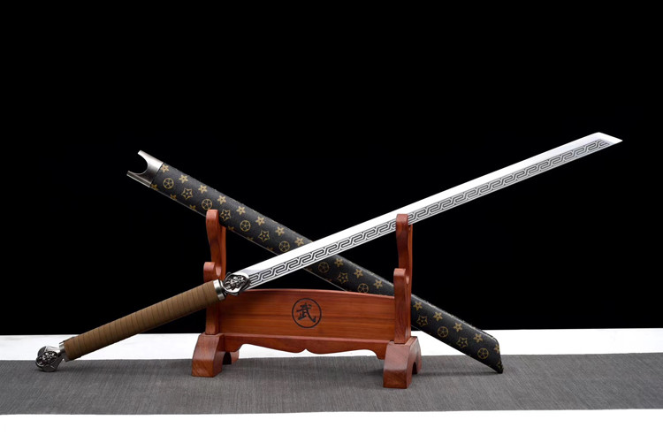 龙泉夕点刀剑环首刀唐横刀长钢刀裴东来直横刀长刀黑金古刀素装短刀绣