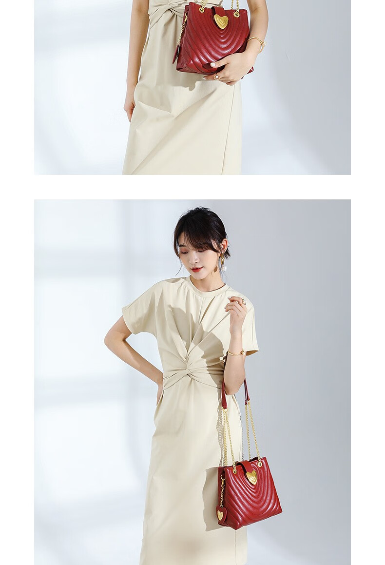 归蝶(backfly)包包女2020新款新娘包爱心结婚复古水桶包单肩斜挎女包