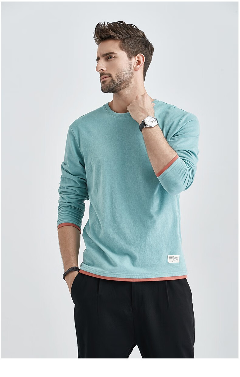 摩尔古迪(mooregood)长袖t恤男2020秋季新款韩版潮流打底衫圆领体恤