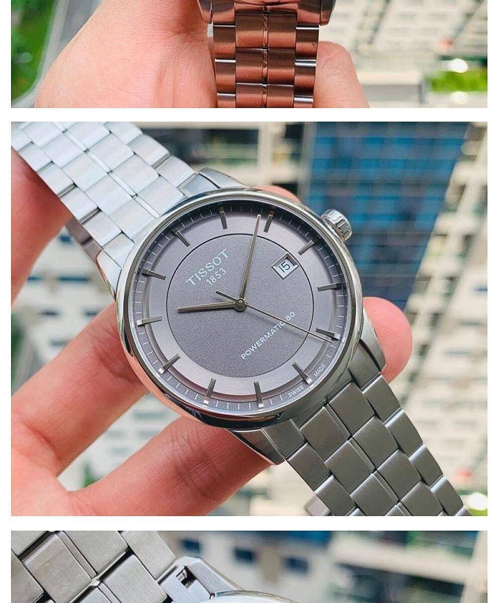 天梭(tissot)瑞士手表男 豪致系列钢带机械情侣表男士手表 t086.407.