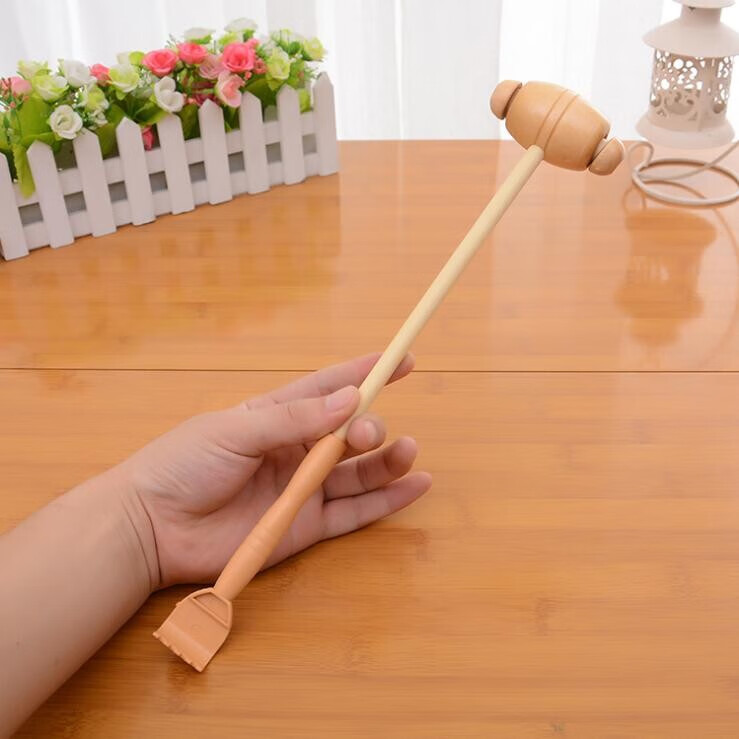 沾沐 挠痒痒耙子创意简约不锈钢可伸缩痒痒挠木质挠痒趴抓背耙子抓痒