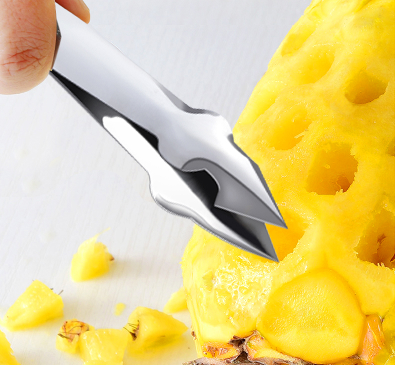 削菠萝不锈钢削皮器切菠萝刀具去眼夹子三角水果挖眼去皮弯小弯刀2把