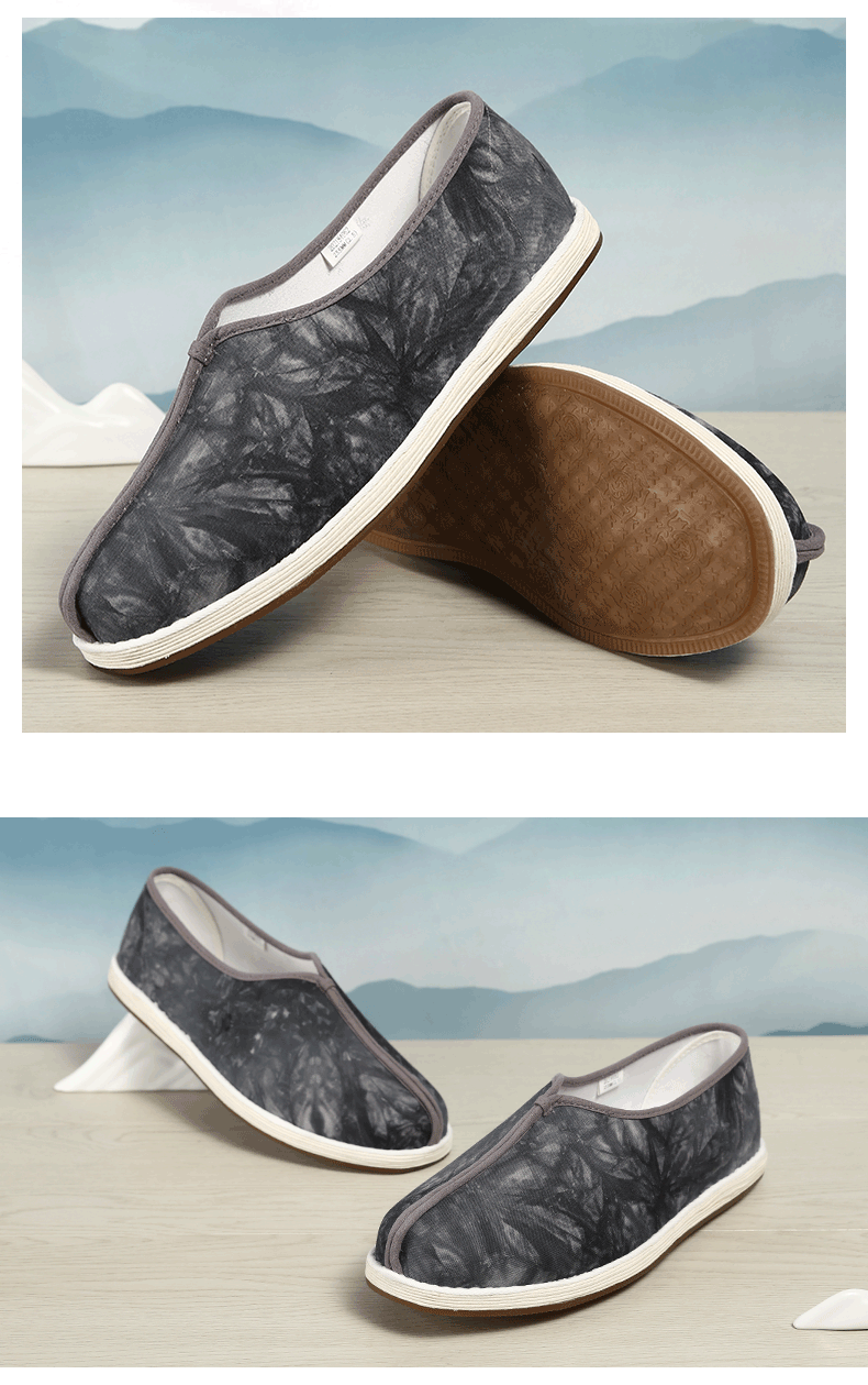 老美华老北京布鞋男春秀低帮机纳千层底布鞋男春秋舒适透气爸爸鞋兰色