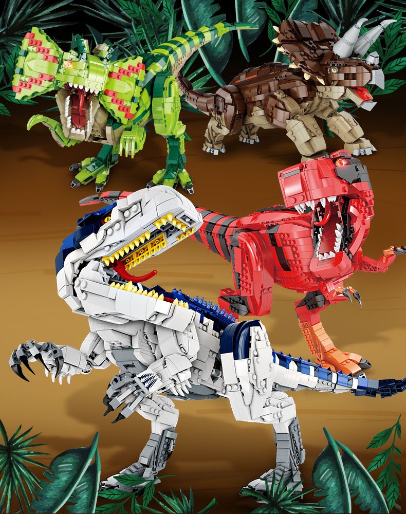兼容乐高恐龙侏罗纪公园7积木大号霸王龙8拼装双脊9暴虐龙机甲绝版