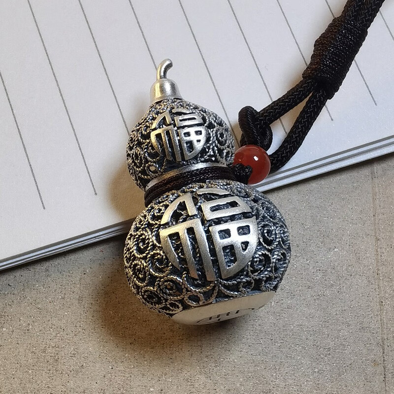 百氏银诚 银葫芦吊坠999纯银复古足银坠子男款女款儿童 中号-约10克