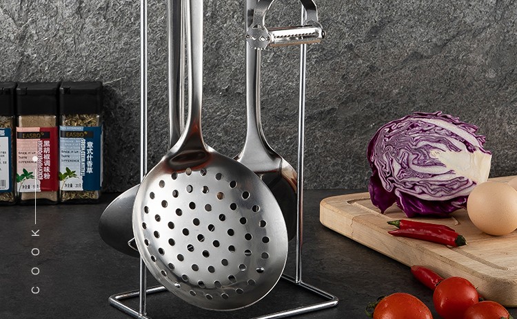 美厨不锈钢厨具套装加厚防热汤勺漏勺炒铲瓜刨五件套mccu207五件套