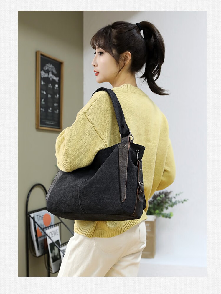 东选 帆布包手提包女包包手拎布袋妈咪妈妈出门上班外出拎包轻便新款