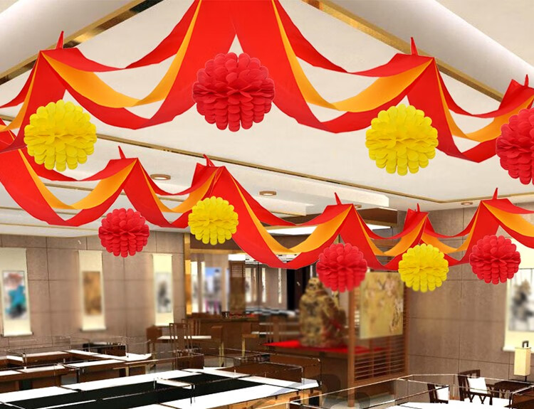 映容新年装饰波浪旗春节元旦彩带挂件拉花彩旗挂饰店铺布置拉旗虎年