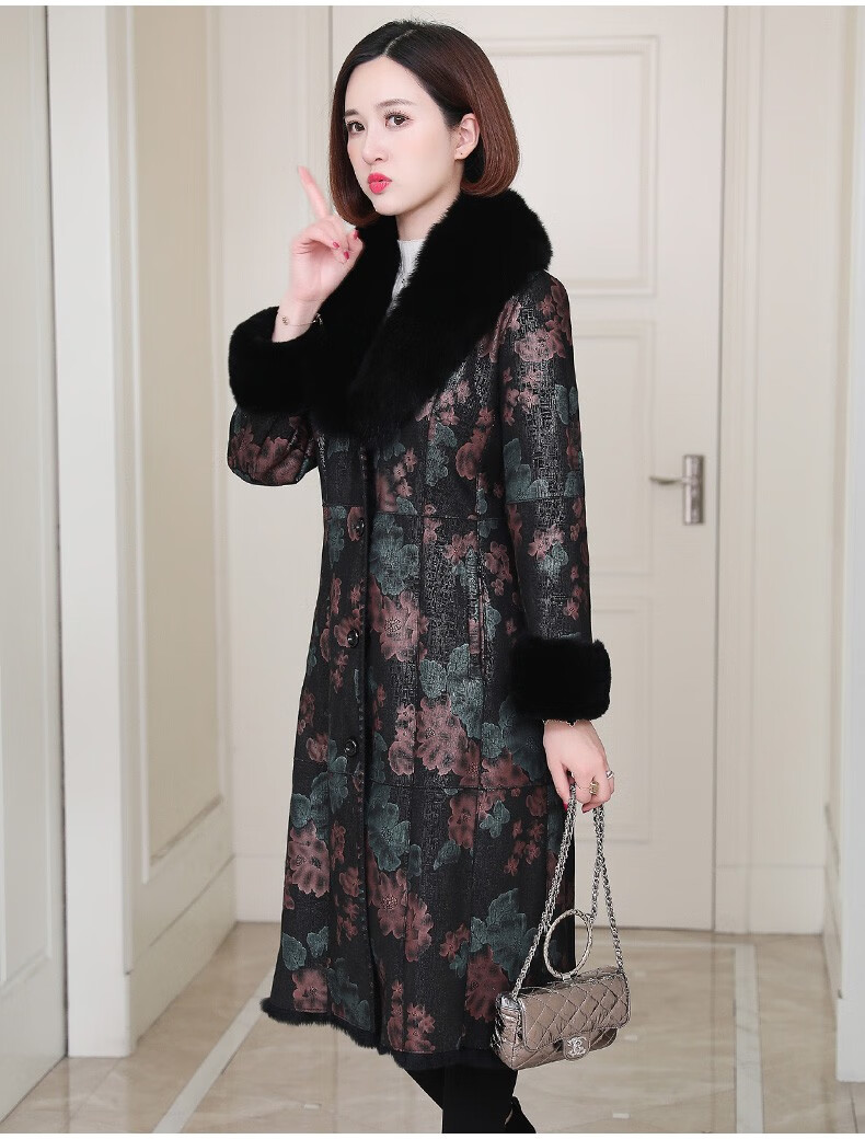 萨蒙路易海宁皮毛一体皮草大衣女2020年新款冬季大码中年中长款真皮