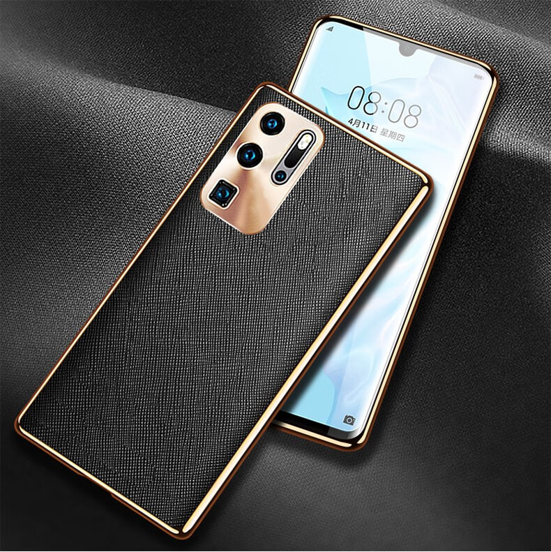 xoomz华为p40pro 手机壳真皮5g时尚单底镜头全包电镀边框防滑p30手机
