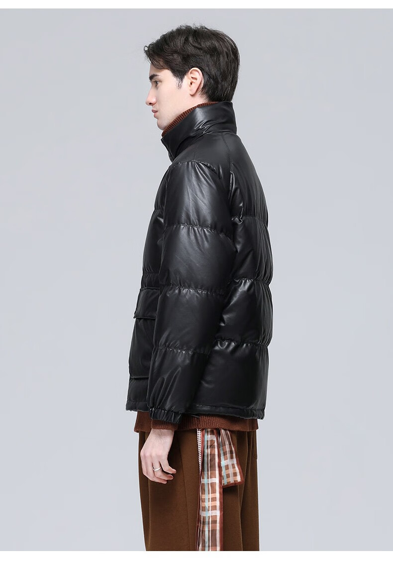 【商场同款】herbel/黑白2020冬季新品时尚皮质感羽绒服20r639827