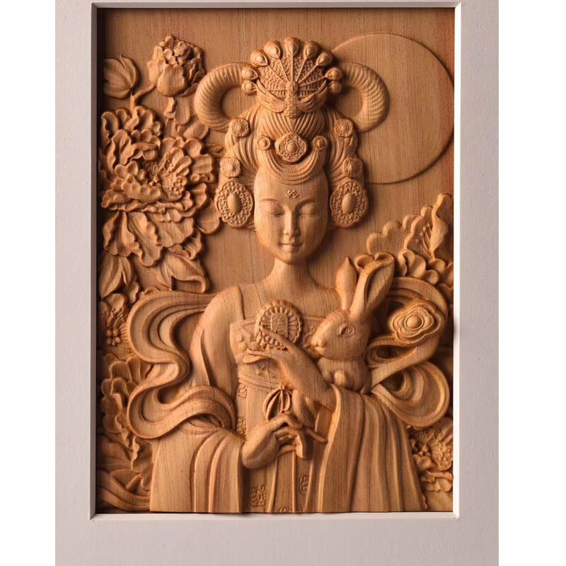 带包装礼盒,雕刻浮雕仕女牡丹花,牡丹威国花之称,代表富贵,雍容.