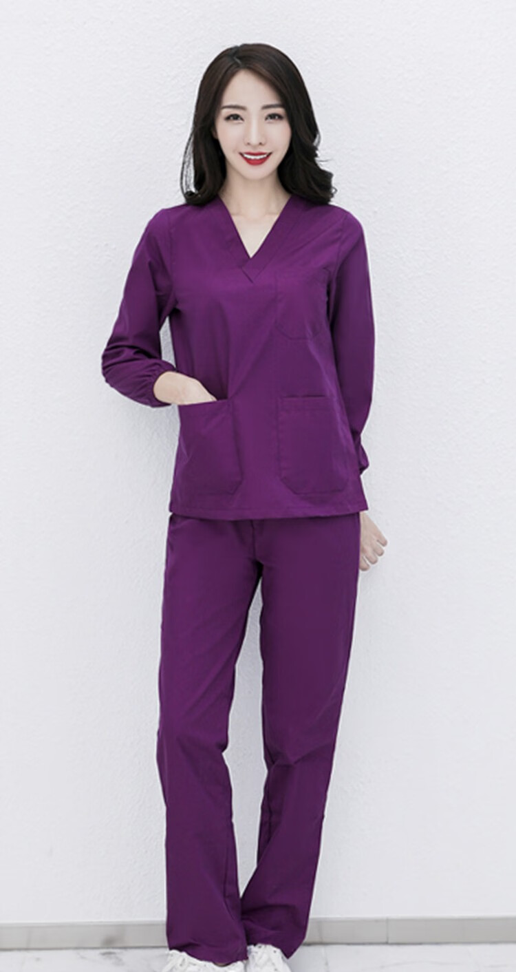 剑貂jiandiao洗手衣分体套装工作服室刷手服长袖衣帽纯棉藏蓝色长袖