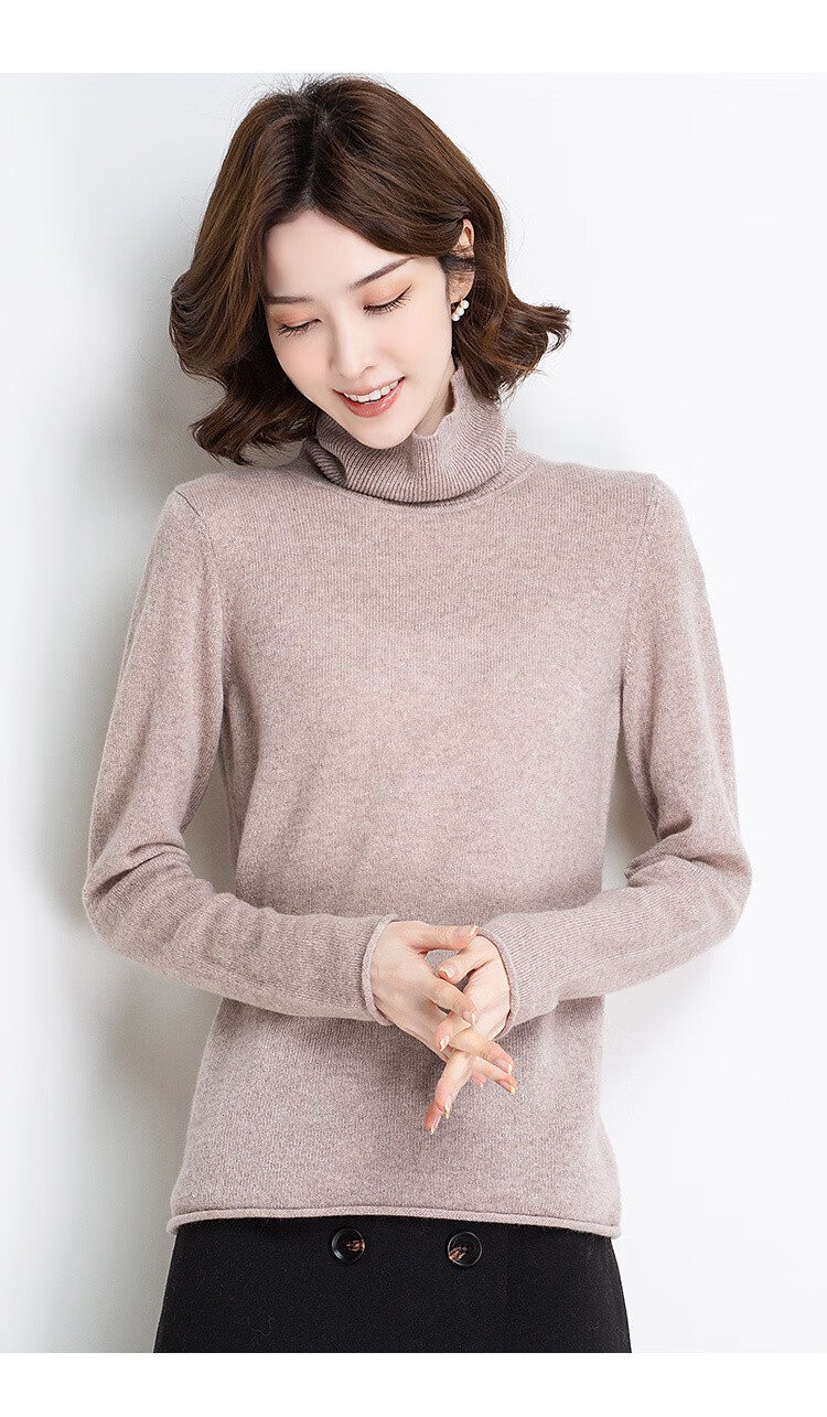 金菊女装2020冬季新款双翻领100%纯山羊绒毛衣基础百搭纯色羊绒衫女