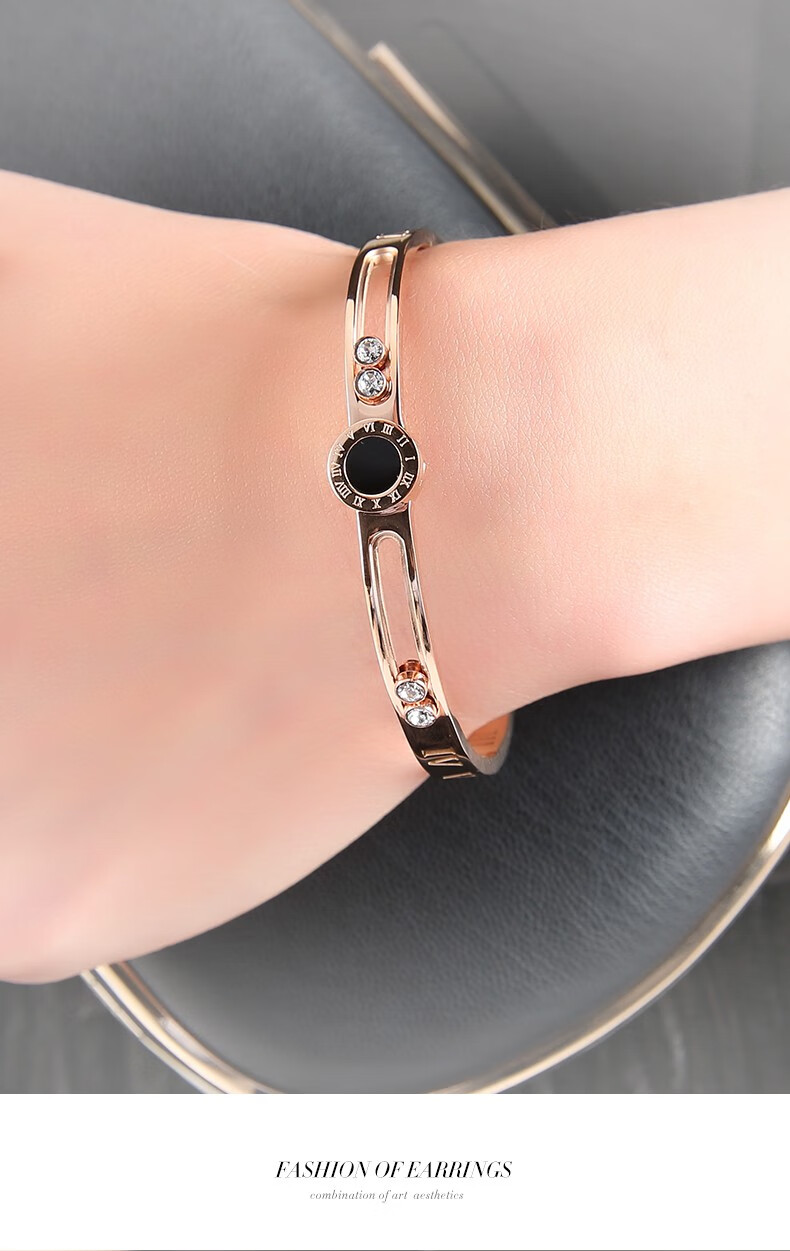 劳拉图laolatu轻奢时尚品牌手镯女玫瑰金色潮钛钢镀彩金镯子情侣手