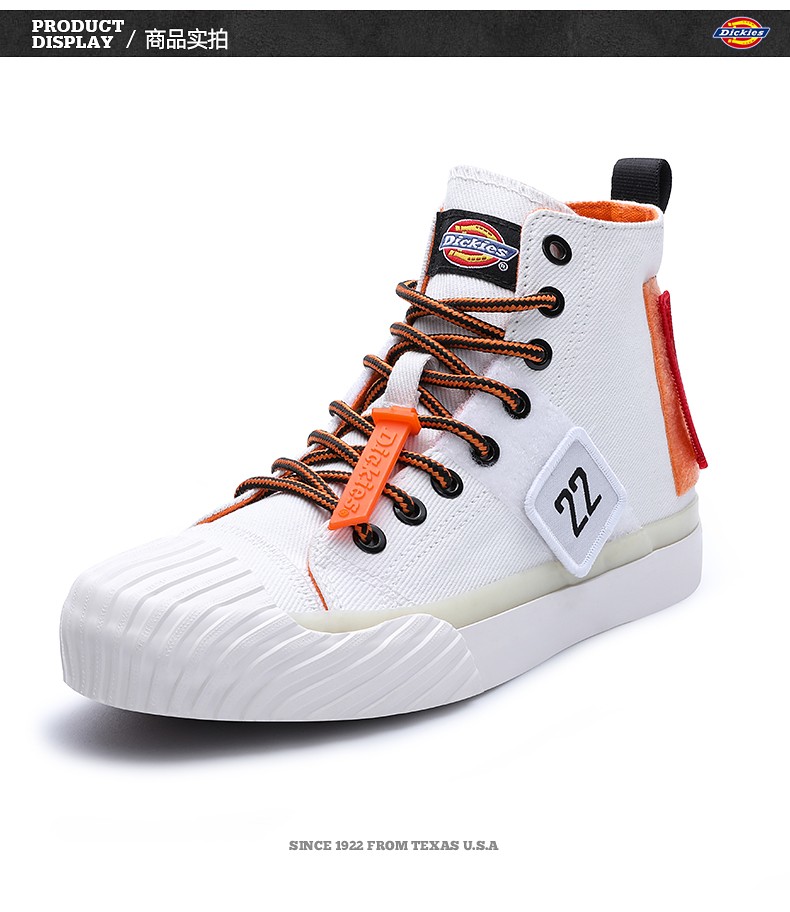 dickies高帮帆布鞋女鞋水晶果冻底个性魔术贴休闲鞋 果冻粉 37【图片