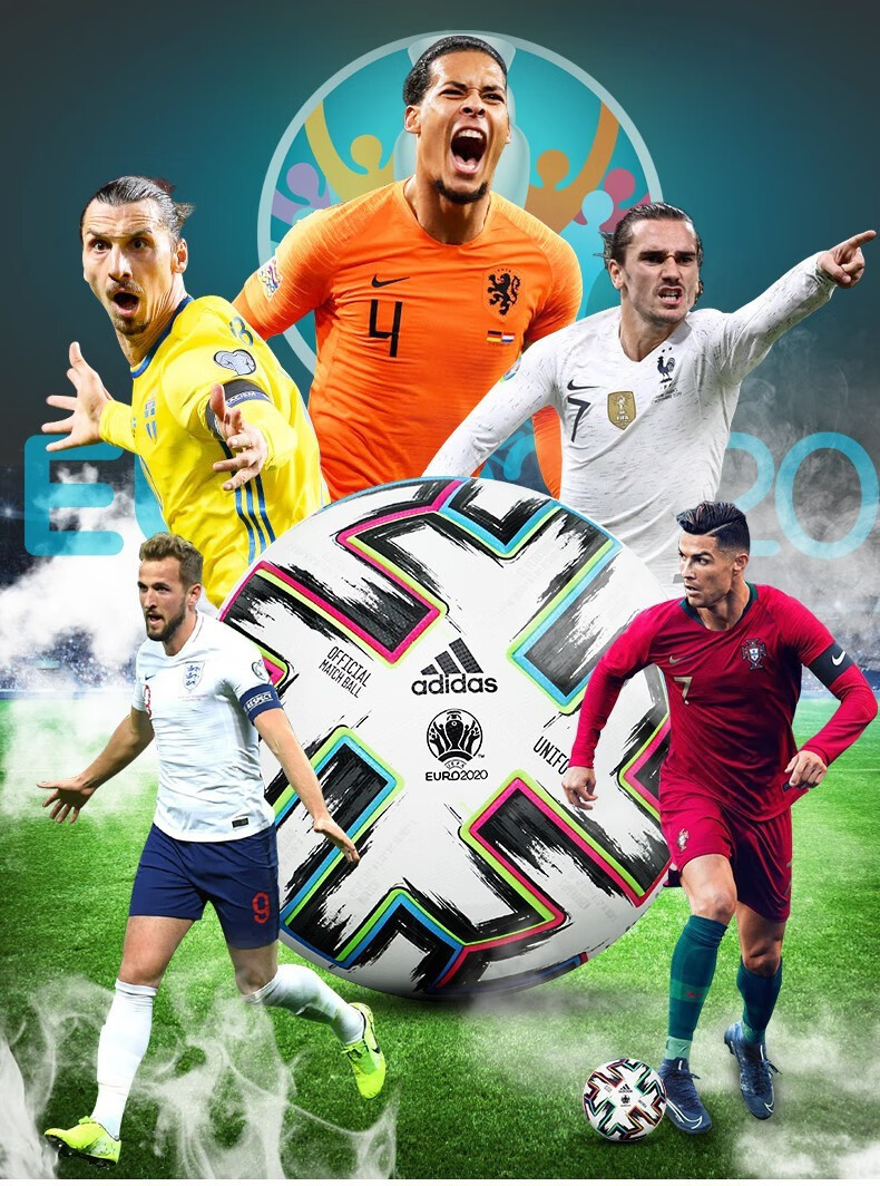 adidas阿迪达斯足球2021欧洲杯比赛训练高端热粘合5号球fh7362