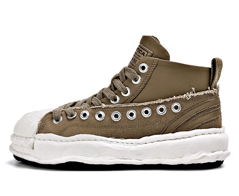 诺帝卡(nautica)高帮帆布鞋男女情侣款街头增高厚底男鞋欧美韩版鞋子 