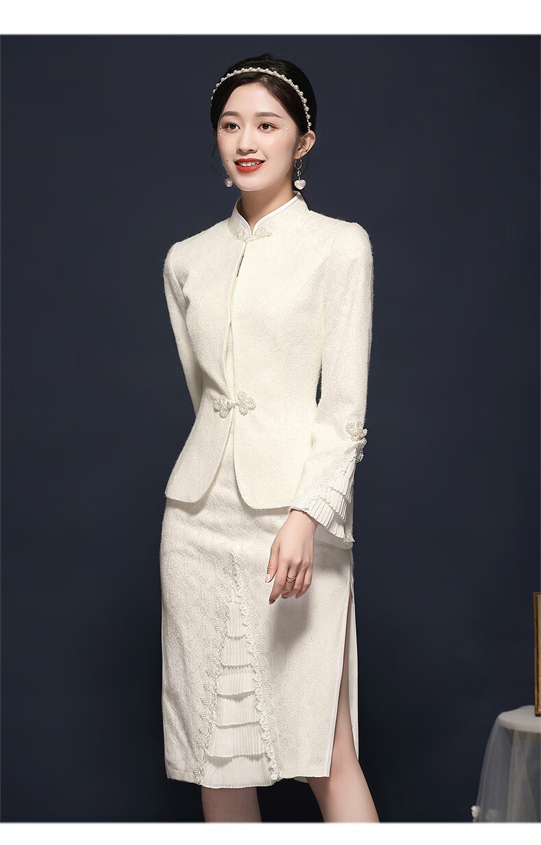 femly法曼丽 2020年冬季新款女装西装配气质改良旗袍连衣裙p20871