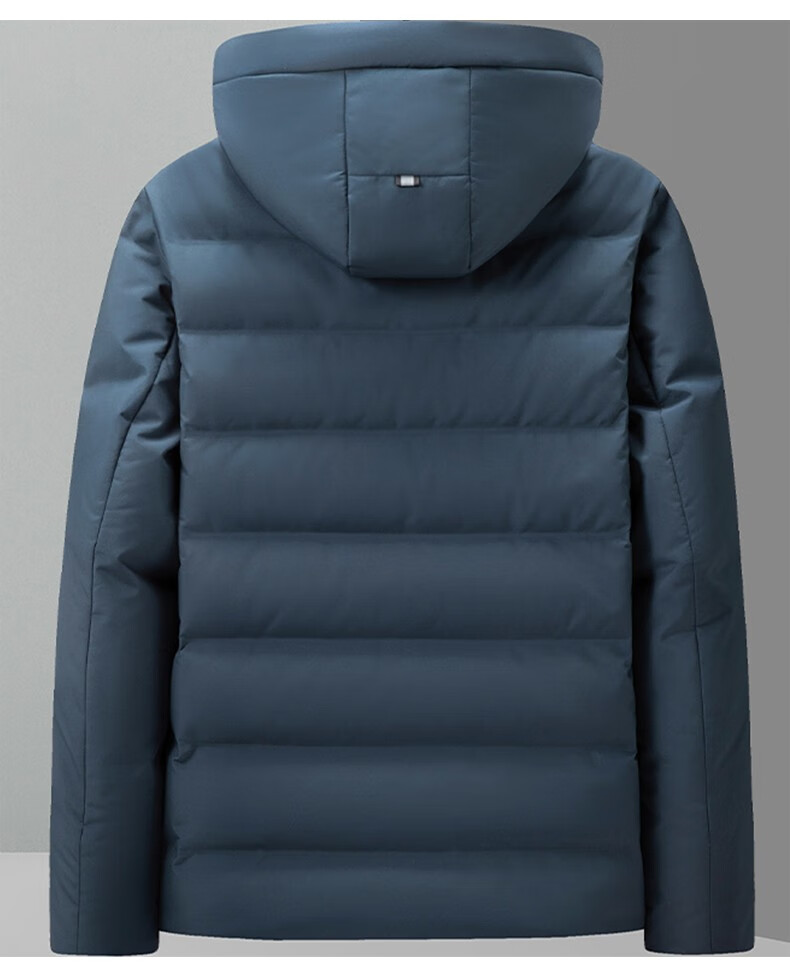 香港老爷车轻薄羽绒服男中老年爸爸装秋冬保暖连帽短款外套白鸭绒羽绒