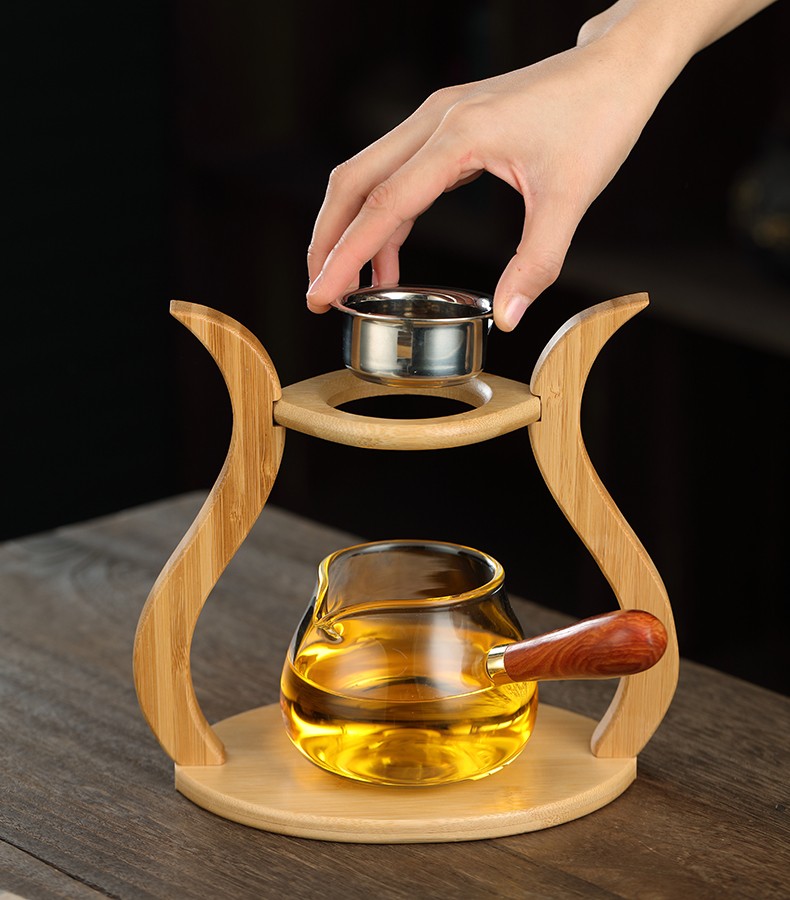 过滤网支架功夫茶具配件茶滤公道杯茶漏架子易泡架懒人滤茶网架 本色