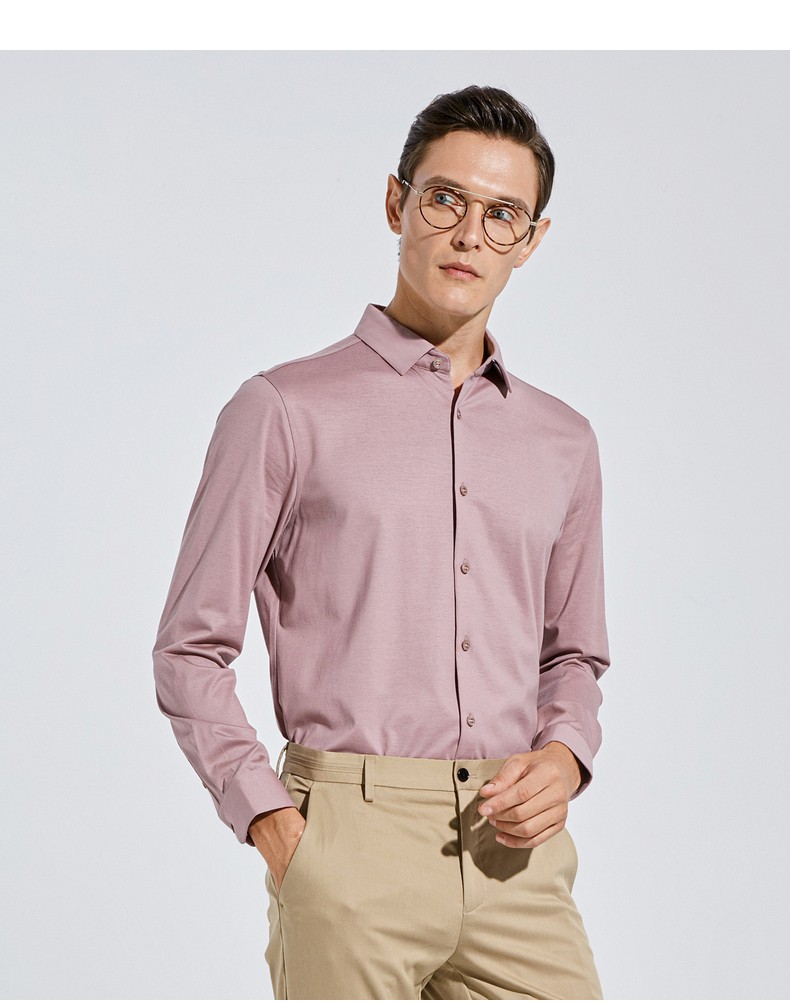 劲霸男装2022春季新款长袖丝光棉衬衫时尚商务男士上衣衬衫bcbc1001