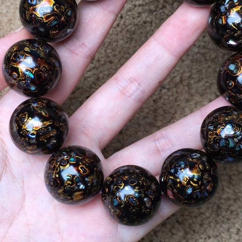 传统文创黑金大漆珠男女手串特色礼品手工非遗特色民间工艺品