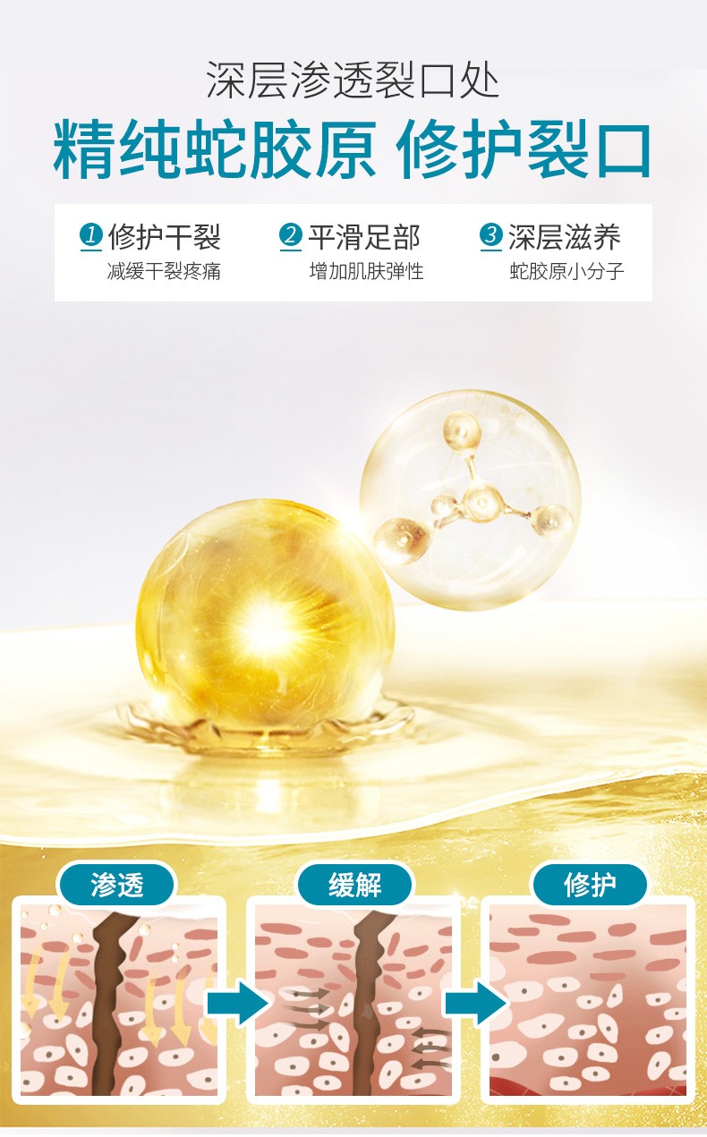 隆力奇护足棒蛇油膏保湿滋润脚干裂蛇胶原护足膏3支装重度干裂脱皮863