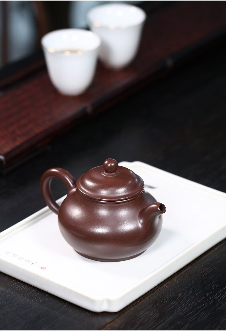 手工紫砂茶壶功夫茶具单壶 原矿紫茄泥一人用泡茶壶潘壶送礼品礼盒装
