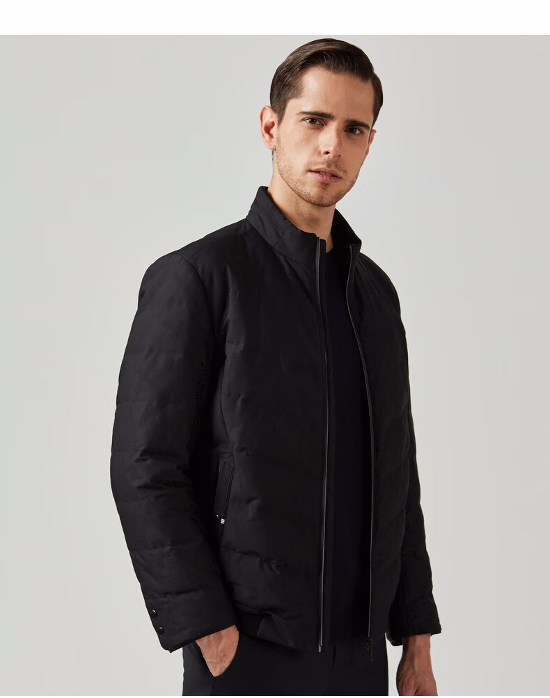 劲霸男装羽绒服2020冬季新品男士时尚立领短款羽绒服brha4332 黑色