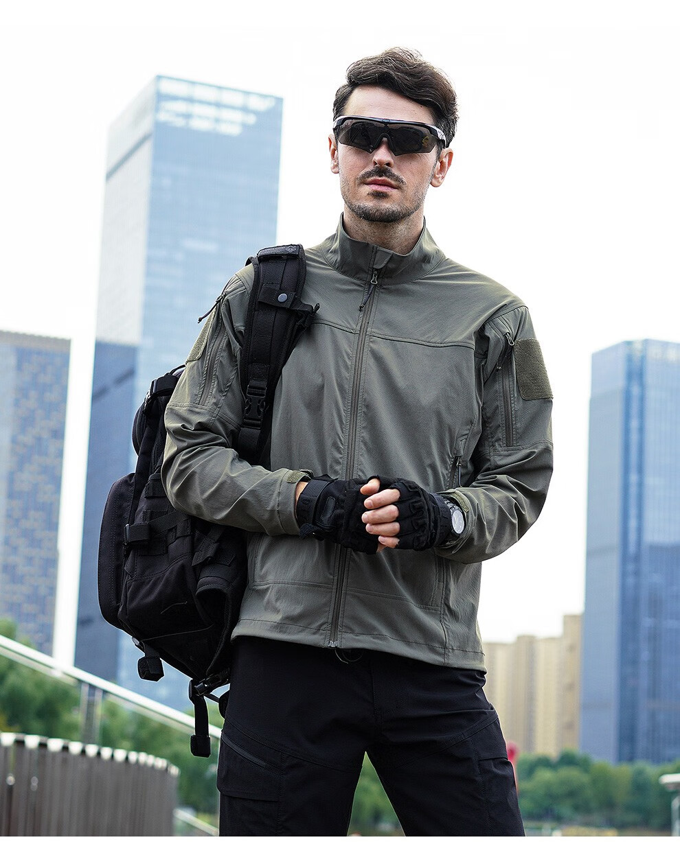 鹰爪行动战术夹克男城市通勤立领外套户外防风防水上衣军迷透气秋灰