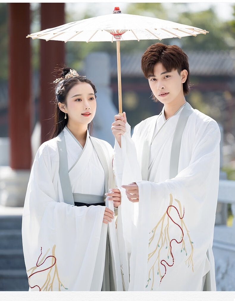 尤克达蒂原创汉服男女古装广袖大袖衫武侠仙气情侣日常表演服套装 仅