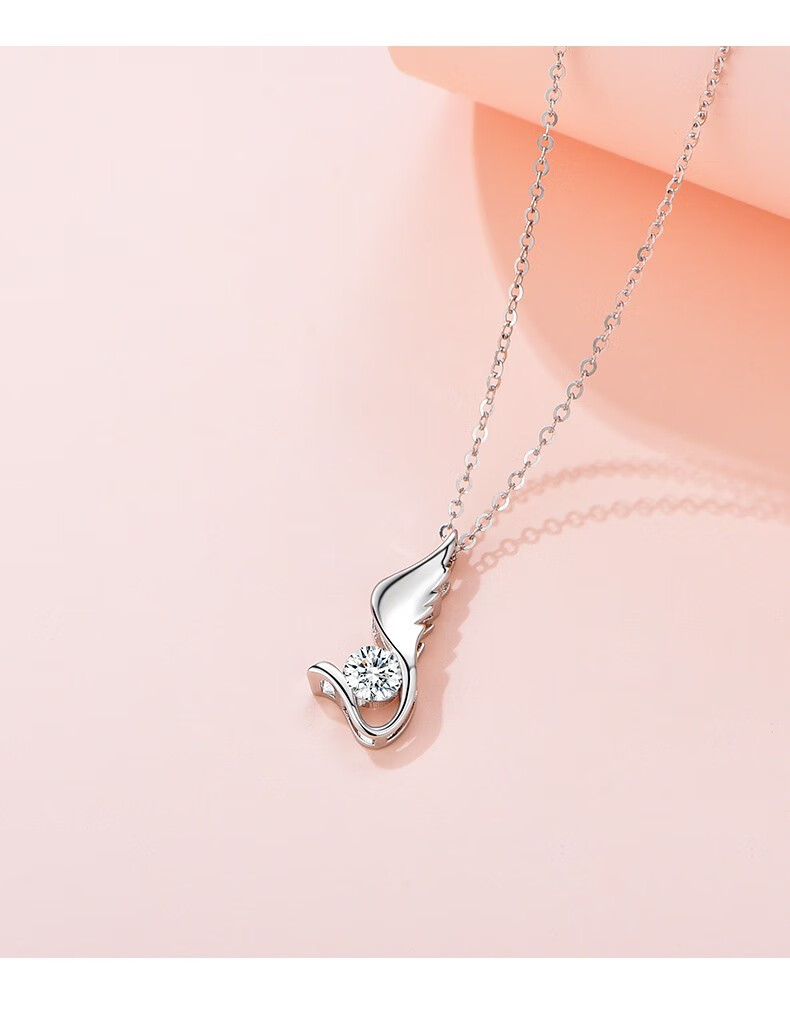 法蔻轻奢品牌18k彩金项链女锁骨链简约气质小众设计天使之翼翅膀吊坠