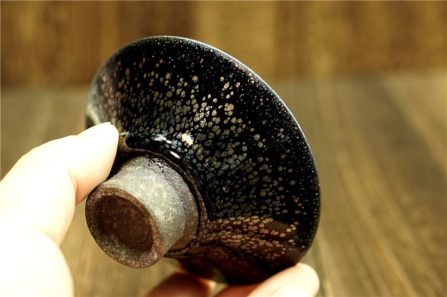 【鹧鸪斑油滴斗笠盏】张永华 建阳建盏 主人杯 口径9 z66-1202【图片