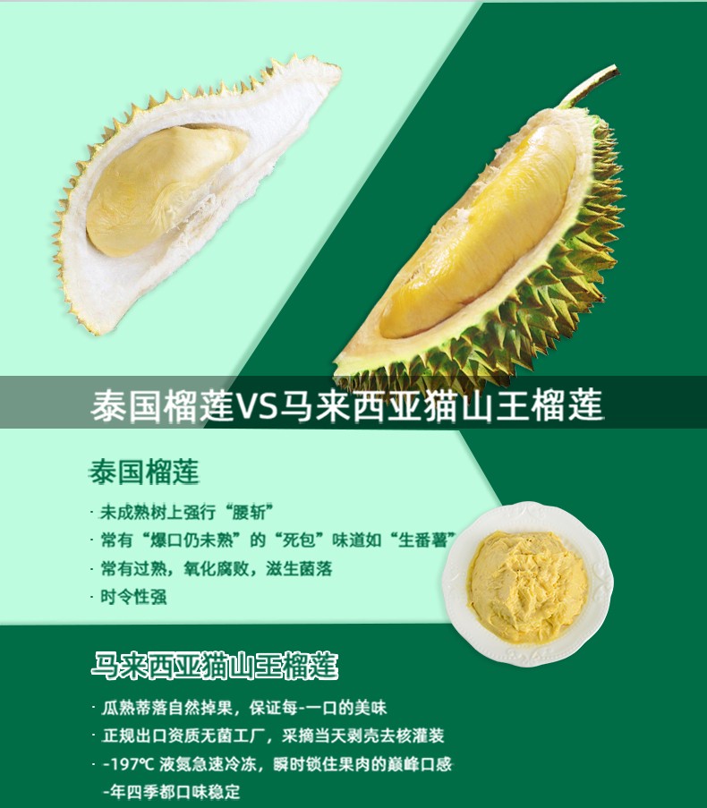 马来西亚进口猫山王苏丹王榴莲泥新鲜榴莲无核果肉酱罐装冷冻保鲜d197